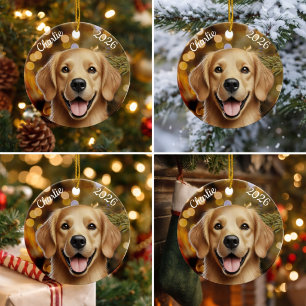 Persoonlijke Kerstbal Gouden Retriever Keramisch Ornament
