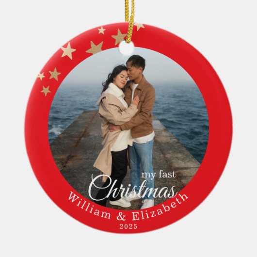 Persoonlijke Kerstbal Keramisch Ornament (Voorkant)