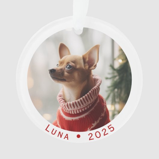 Persoonlijke Kerstbal met Foto van uw Huisdier Ornament (voorkant)