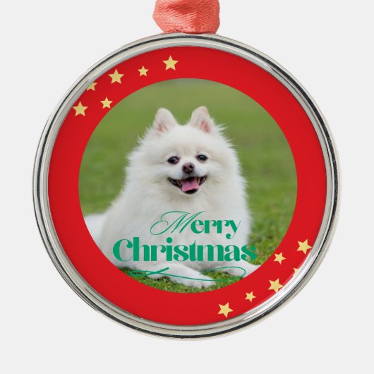 Persoonlijke Kerstbal Metalen Ornament (Voorkant)