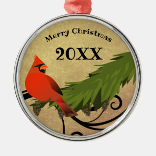 Persoonlijke Kerstbal Rode Kardinaalvogel Metalen Ornament