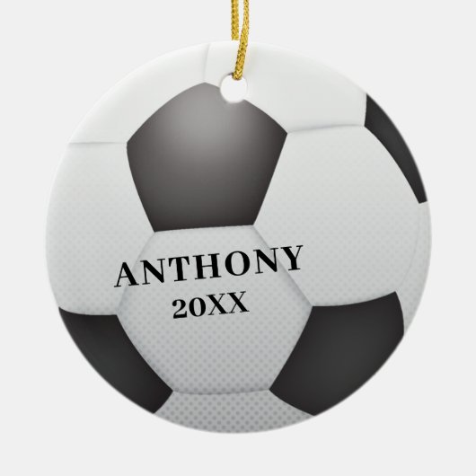 Persoonlijke Kerstbal Voetbal Keramisch Ornament (Voorkant)
