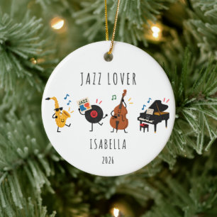 Persoonlijke Kerstbal voor Jazzliefhebber Keramisch Ornament