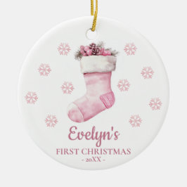 Persoonlijke Kerstbal voor Meisjes Eerste Kerstmis Keramisch Ornament