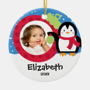 Persoonlijke Kerstbal voor Meisjes Pinguïn Keramisch Ornament
