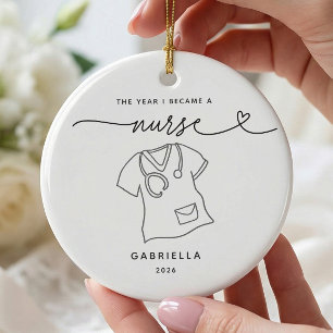 Persoonlijke Kerstbal voor nieuwe verpleegster Keramisch Ornament