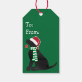Persoonlijke kerstbal zwarte lab Holiday Dog Cadeaulabel (Achterkant)