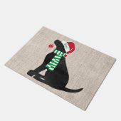 Persoonlijke kerstbal zwarte lab Holiday Dog Deurmat (Schuin)