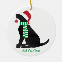 Persoonlijke kerstbal zwarte lab Holiday Dog Keramisch Ornament