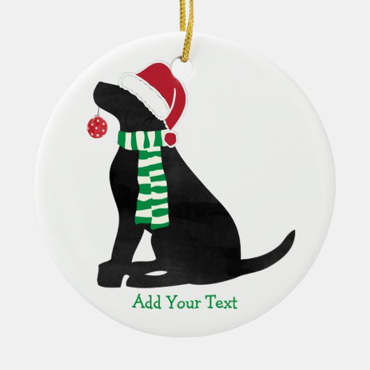 Persoonlijke kerstbal zwarte lab Holiday Dog Keramisch Ornament (Voorkant)