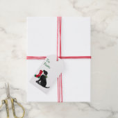 Persoonlijke kerstbal zwarte lab Preppy Dog Cadeaulabel (Met Touw)