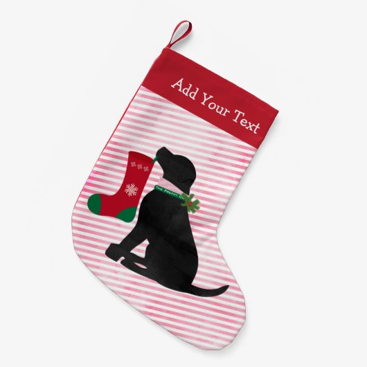 Persoonlijke kerstbal zwarte lab Preppy Dog Kleine Kerstsok (Voorkant (Hangend))