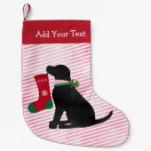 Persoonlijke kerstbal zwarte lab Preppy Dog Kleine Kerstsok (Voorkant)