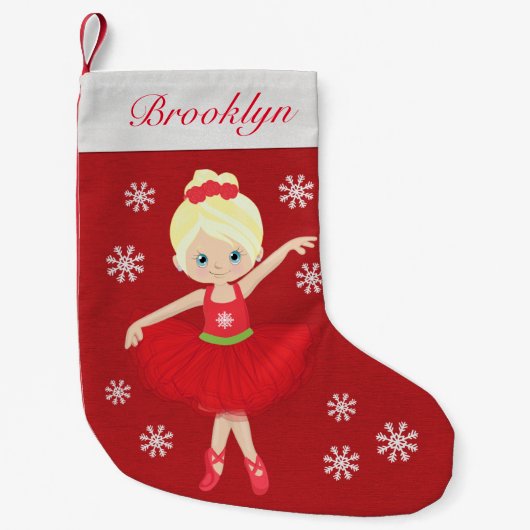 Persoonlijke kerstballerina met geblonde kerstmis kleine kerstsok (Voorkant)