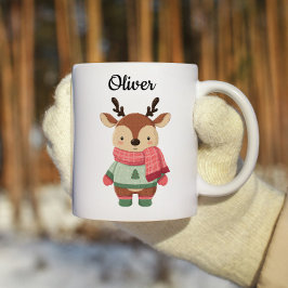 Persoonlijke kerstbeker met een knuffelachtig rend koffiemok