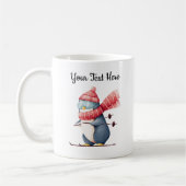 Persoonlijke kerstbeker met een skiende pinguïn koffiemok (Links)