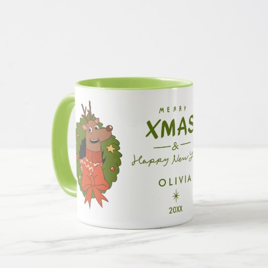 Persoonlijke kerstbeker met rendier | Vakantie Mok (Voorkant links)