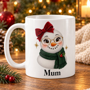 Persoonlijke kerstbeker met sneeuwmeisje voor moed koffiemok