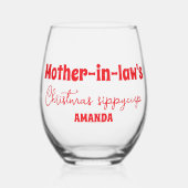 Persoonlijke kerstbeker voor schoonmoeder wijnglas zonder voet (Voorkant)