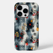 Persoonlijke Kerstbessen en Sneeuwvlokken Case-Mate iPhone Case (Achterkant)