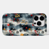 Persoonlijke Kerstbessen en Sneeuwvlokken Case-Mate iPhone Case (Achterkant (horizontaal))