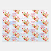 Persoonlijke kerstboodschap sjabloon teddy beer inpakpapier vel (Voorkant 3)