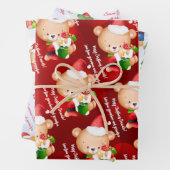Persoonlijke kerstboodschap sjabloon teddy beer inpakpapier vel (In situ)