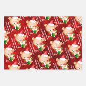 Persoonlijke kerstboodschap sjabloon teddy beer inpakpapier vel (Voorkant)