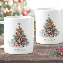 Persoonlijke Kerstboom aan het Strand Koffiemok