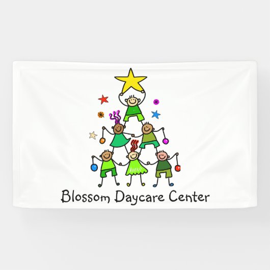 Persoonlijke Kerstboom Kinderen Spandoek (Horizontaal)