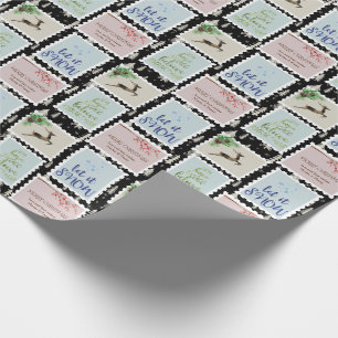 Persoonlijke kerstboom met postzegels cadeaupapier