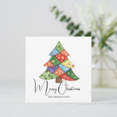 Persoonlijke kerstboom patchwork prints kaart (Staand voorkant)