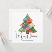 Persoonlijke kerstboom patchwork prints kaart (Voorkant / Achterkant in situ)