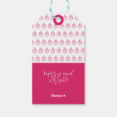 Persoonlijke Kerstboom Patroon Hot Roze Cadeaulabel (Achterkant)