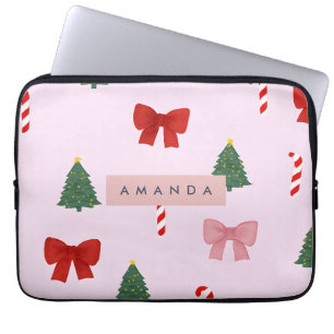 Persoonlijke Kerstboom & Suikerstok Patroon Laptop Sleeve