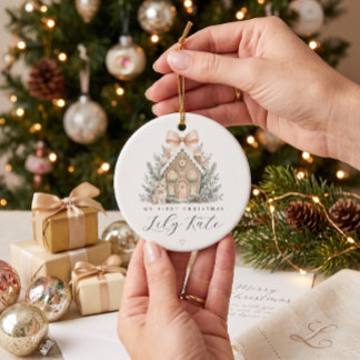 Persoonlijke kerstboom voor baby's eerste kerstfee keramisch ornament