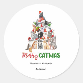 Persoonlijke Kerstboom voor Kattenliefhebbers Ronde Sticker