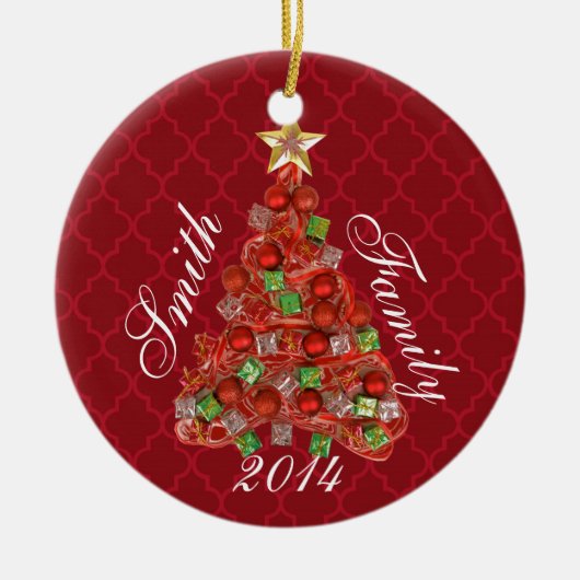 Persoonlijke kerstboomfeestdagen keramisch ornament (Voorkant)