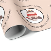 Persoonlijke kerstboomkat op beige cadeaupapier (Rol Hoek)