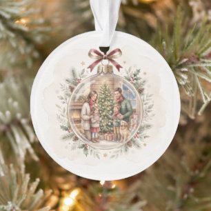 Persoonlijke kerstboomornament waterverf familie ornament