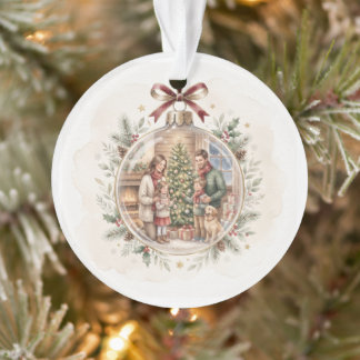 Persoonlijke kerstboomornament waterverf familie ornament