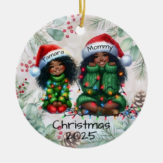 Persoonlijke kerstboomversiering keramisch ornament (Voorkant)
