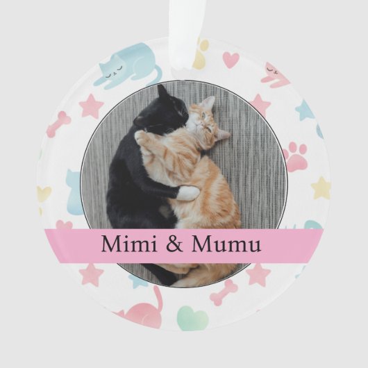 Persoonlijke kerstboomversiering – Mimi & Mumu kat Ornament (voorkant)