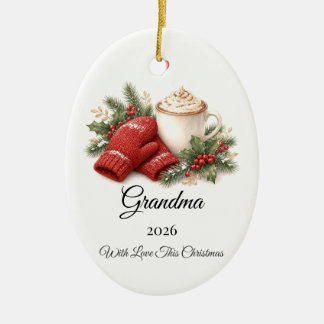 Persoonlijke kerstboomversiering oma met naam keramisch ornament