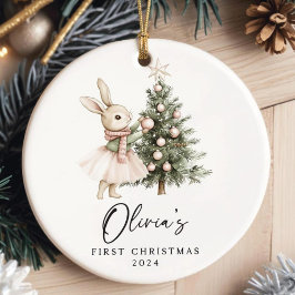 Persoonlijke kerstboomversiering voor babymeisje e keramisch ornament