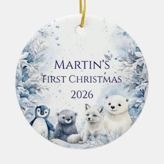 Persoonlijke kerstboomversiering voor baby's eerst keramisch ornament