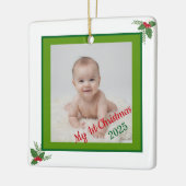 Persoonlijke kerstboomversiering voor baby's eerst keramisch ornament (Links)