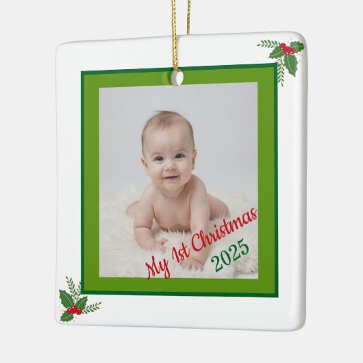 Persoonlijke kerstboomversiering voor baby's eerst keramisch ornament (Links)