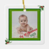 Persoonlijke kerstboomversiering voor baby's eerst keramisch ornament (Voorkant)