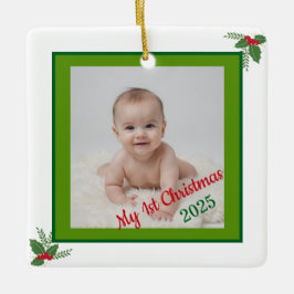 Persoonlijke kerstboomversiering voor baby's eerst keramisch ornament